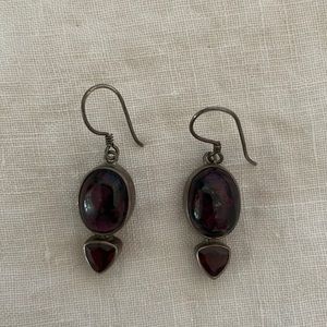 Dark purple and real silver earrings